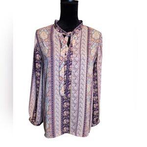 86. Violet & Claire Purple Long Sleeve Mandarin Collar Blouse